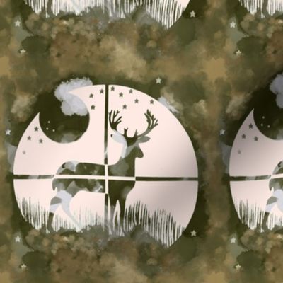 Deer Hunting Target on Forest Green Camo Camouflage