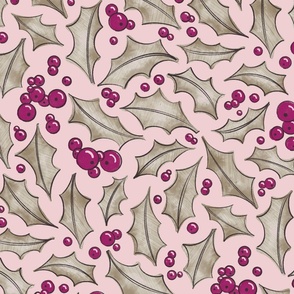 Holly Pastell pink Fabric