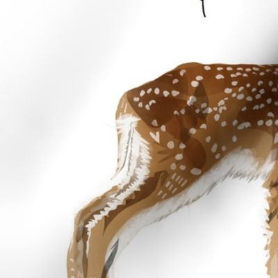 Large - Sweet Lil Fawns with Daisies - White Background