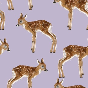 Large - Sweet Lil Fawns - Lilac Background