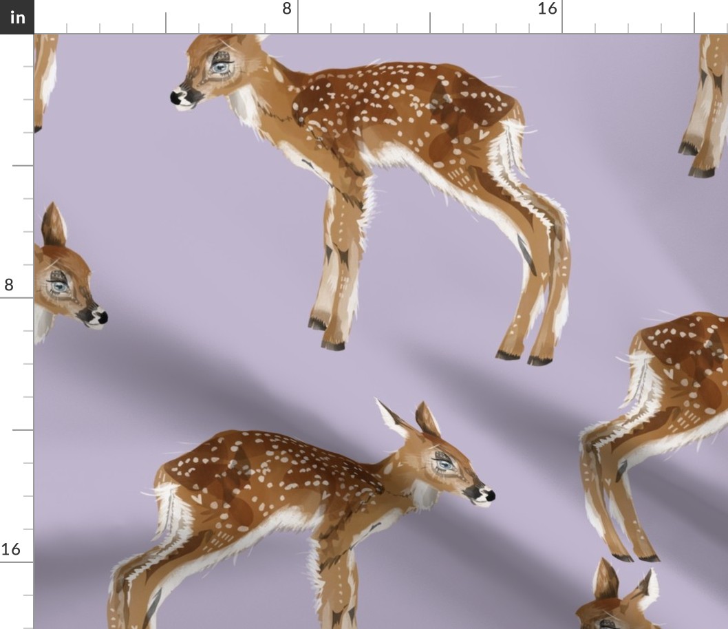 Large - Sweet Lil Fawns - Lilac Background