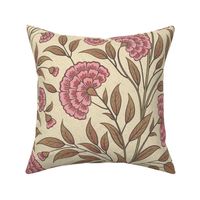 Carnations Arts and Crafts Trailing Floral in Kashmiri Pink Large 