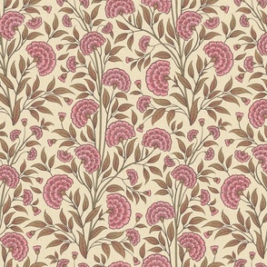 Carnations Arts and Crafts Trailing Floral in Kashmiri Pink Medium 