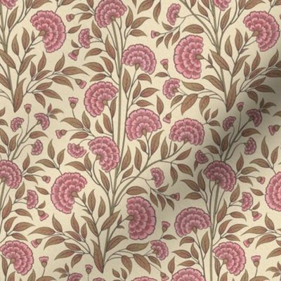 Carnations Arts and Crafts Trailing Floral in Kashmiri Pink Small 