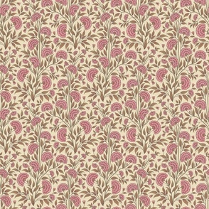 Carnations Arts and Crafts Trailing Floral in Kashmiri Pink Small 