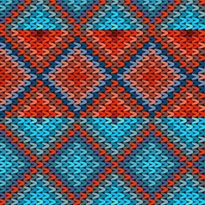 Horizontal Fair Isle Stripe in Blue and Orange