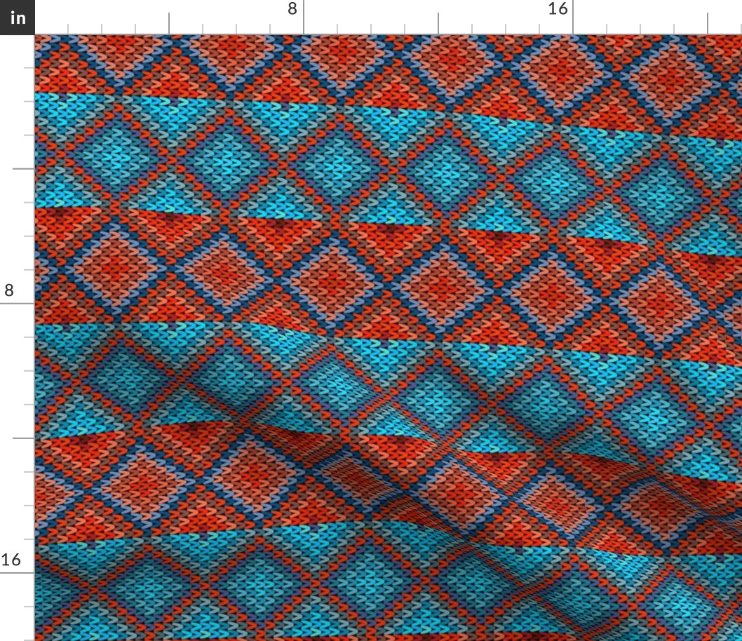 Horizontal Fair Isle Stripe in Blue and Orange