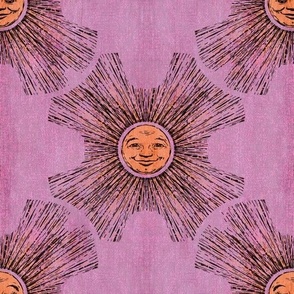 Crisscross Celestial Suns on Lilac Background