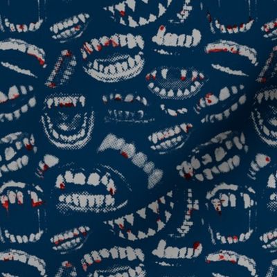 Monster Mouths! With Blood! - Navy / Grey