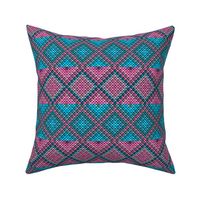 Horizontal Fair Isle Stripe in Pink and Turquoise Blue