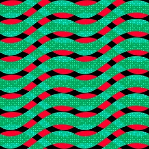 Risograph abstract waves - green and red