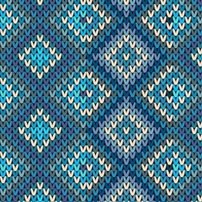 Vertical Fair Isle Stripe in Blues and White