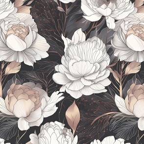 white floral-rose gold-black