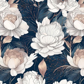 white floral-rose gold-blue