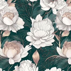 white floral-rose gold-green