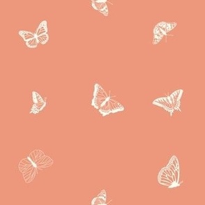 Delicate Tiny Butterflies on Peach Pink