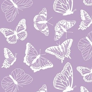 Delicate Butterflies on Lavender Purple