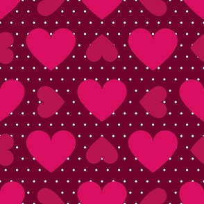 Red Hearts, White Dots on Burgundy Paducaru