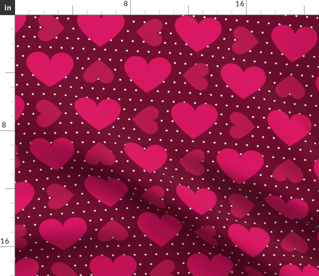 Red Hearts, White Dots on Burgundy Paducaru