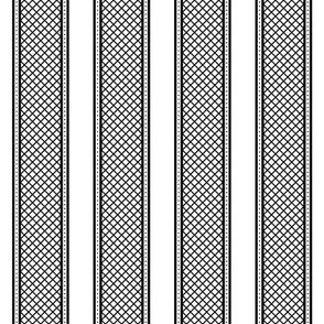 Lace Ribbon Stripes - Black on a White Unprinted Background