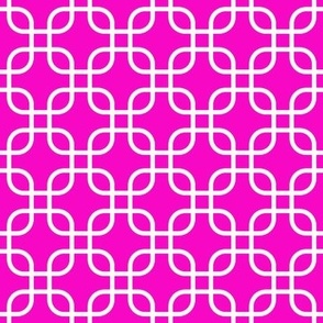 Squares - Overlapping - White on a Fuchsia Pink background
