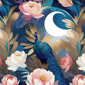 vibrant_chinoiserie-floral-with peacock
