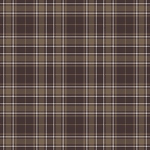 Small Scale - Tartan plaid -  Dark Brown with Medium Brown and Light Brown