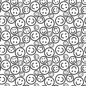 Smiley Faces or Happy Faces - Black and white or unprinted background