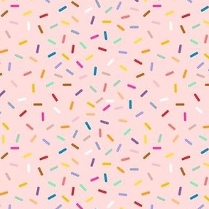 Medium Scale - Sprinkles - Multi Colored on a Pink Background