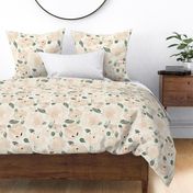 Jumbo - Luscious Cream Florals - Light Grey