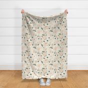 Jumbo - Luscious Cream Florals - Light Grey