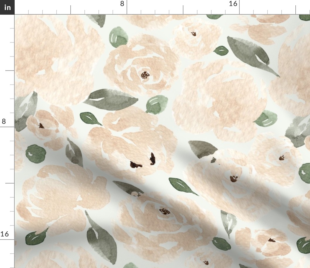 Jumbo - Luscious Cream Florals - Light Grey