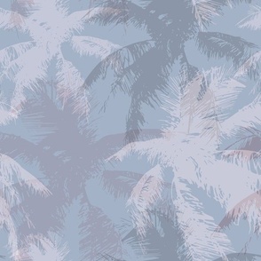 Tropical Palm Trees-Pastel Blue