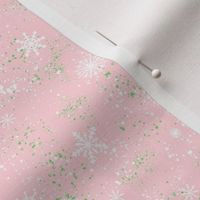 Snowflakes pink green paint spatter pastel winter mini scale