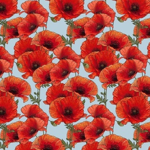 Remembrance and resilience - Poppies - Red & Blue - Medium