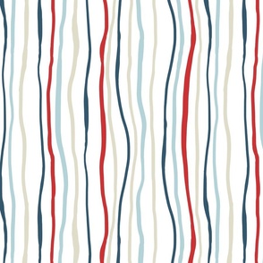 Coral reef - ocean fabric blue coordinate print stripes on white 