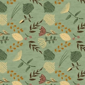 Tea Towel Woodland Flora with Whimsy