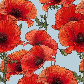 Remembrance and resilience - Poppies - Red & Blue - X Large