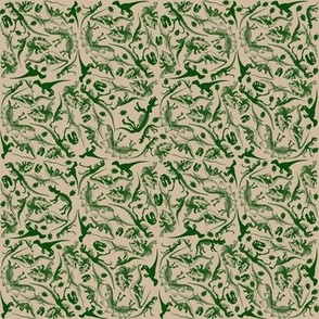 Ivy Green Ditsy Dinosaurs on Cream Tan (925)