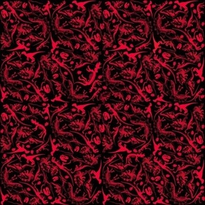 Crimson Red Ditsy Dinosaurs on Black (925)