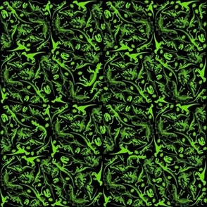 Lime Green Ditsy Dinosaurs on Black (925)