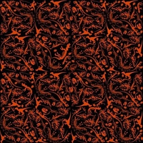 Orange Ditsy Dinosaurs on Black (925)