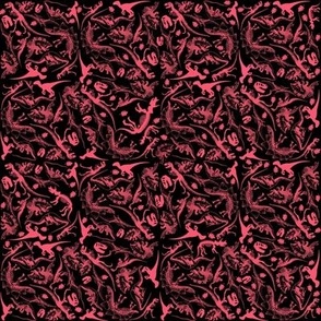 Light Pink Ditsy Dinosaurs on Black (925)