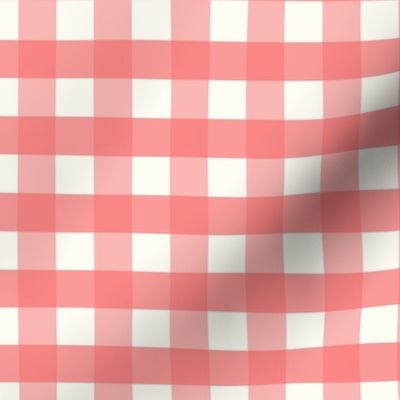 3/4 inch Medium Soft Georgia Peach gingham check - Soft Georgia Peach cottagecore country plaid - perfect for wallpaper bedding tablecloth - vichy check kopi