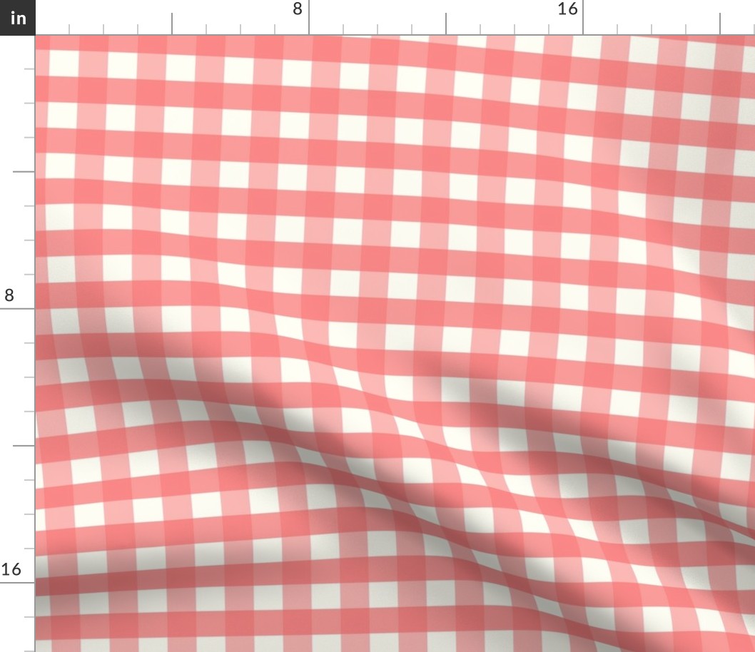 3/4 inch Medium Soft Georgia Peach gingham check - Soft Georgia Peach cottagecore country plaid - perfect for wallpaper bedding tablecloth - vichy check kopi