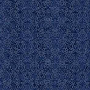 Art Deco Opulence Velvet Reverie Golden Era Pattern Navy Blue Smaller Scale