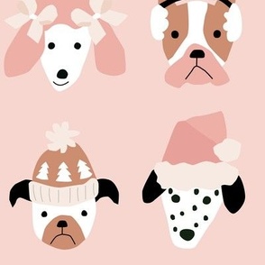 Puppy Dogs in Winter Hats on Pink - 3  inch