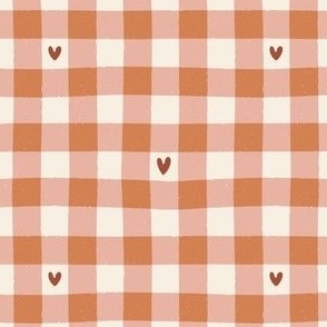 Gingham with Hearts | Valentine's Day Check in Red and Pink