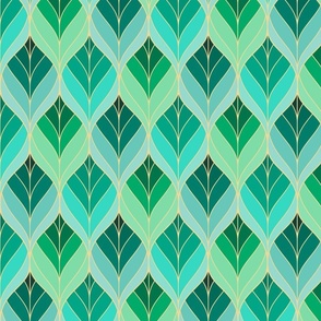 Art Deco Leaves - Green - Small