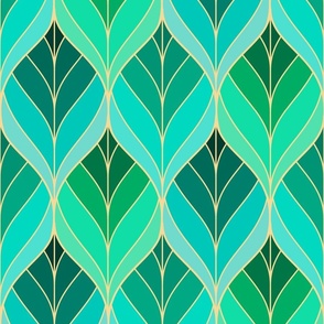 Art Deco Leaves - Green - Medium